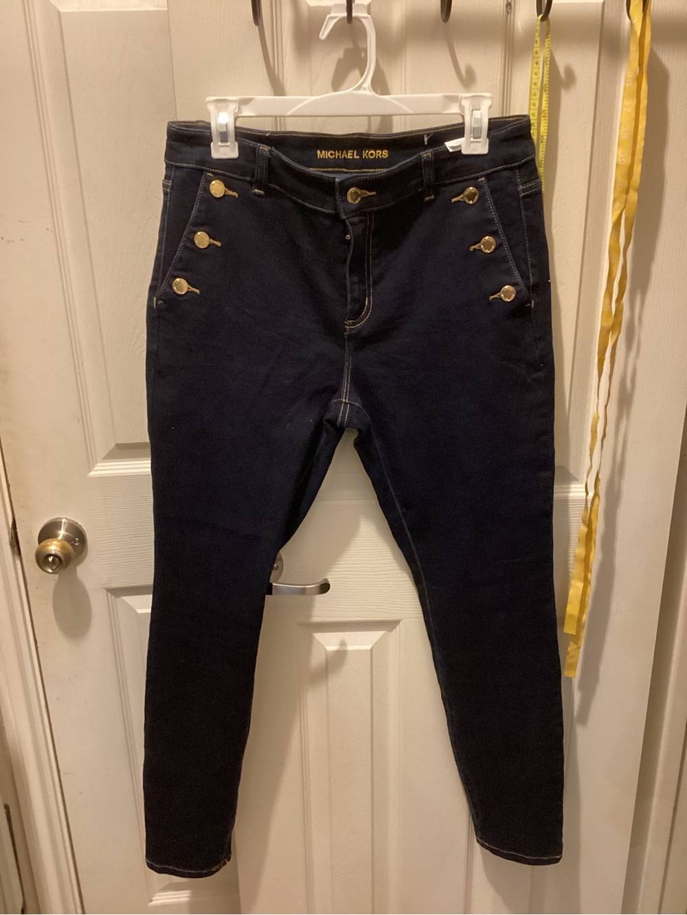 Michael Kors Navy High-Rise Sailor Button Jeans